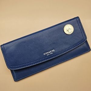 COACH Teal Blue,  Slimming Wallet with exterior change purse